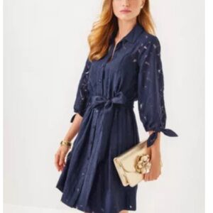 Lilly Pulitzer Navy Long Sleeve Dress -Amrita Shirtdress
